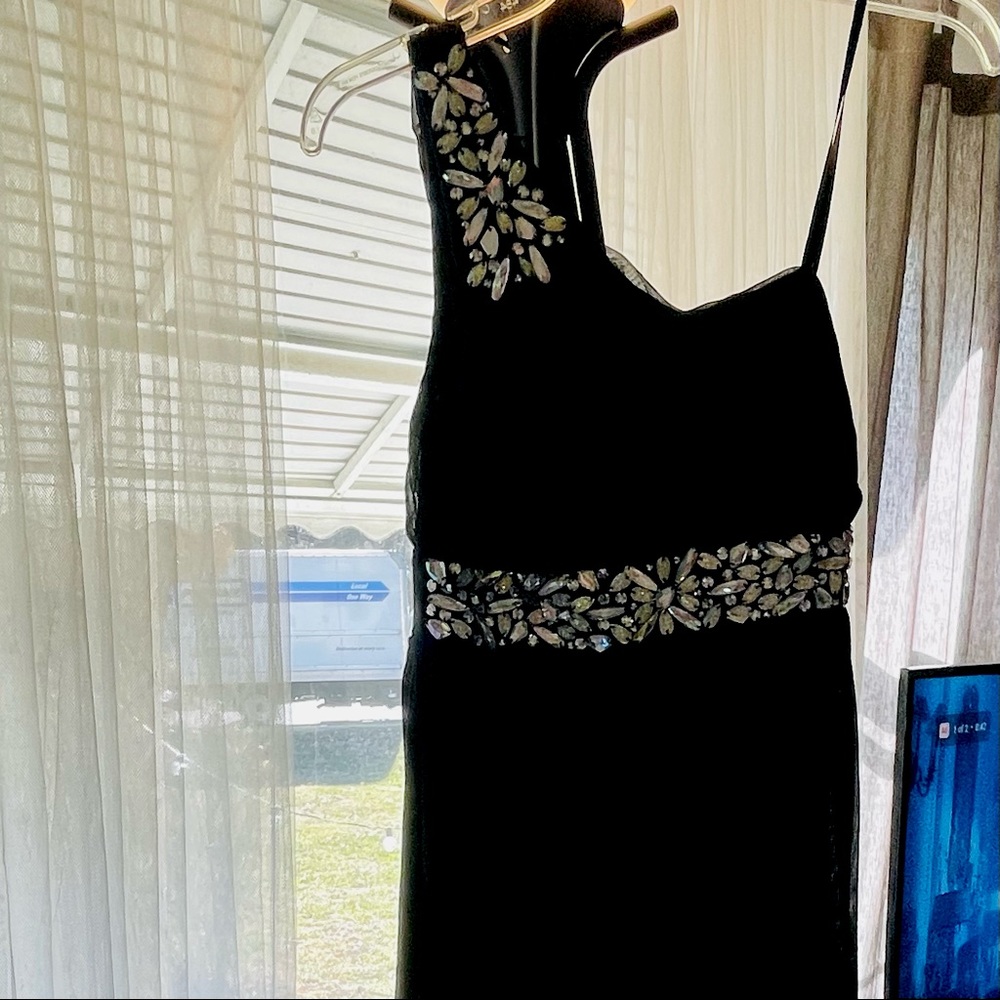 beautiful black gala dress with shiny stones